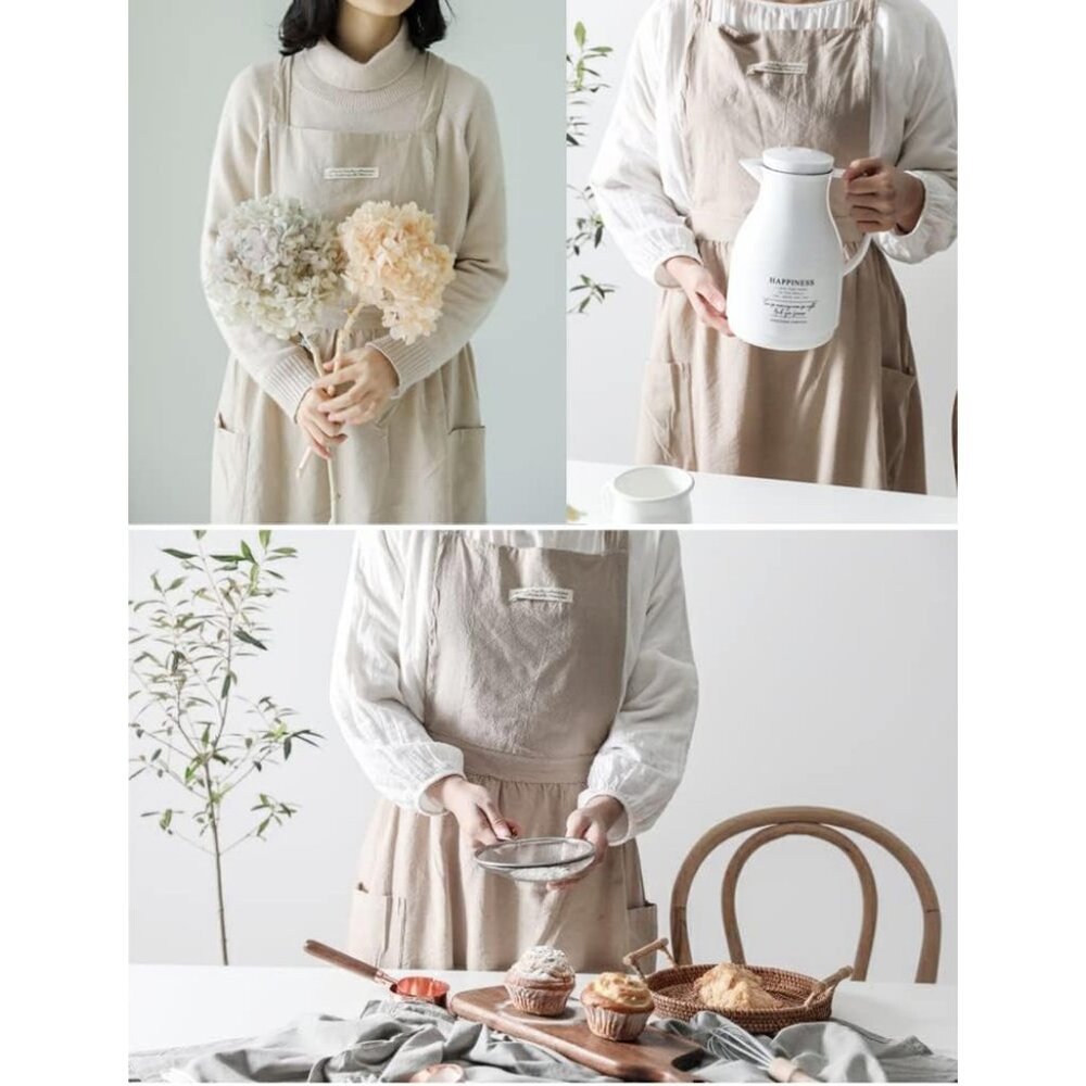 Women Girls Vintage Apron Gardening Works Cross Back Pinafore Dress - Picture 5 of 9